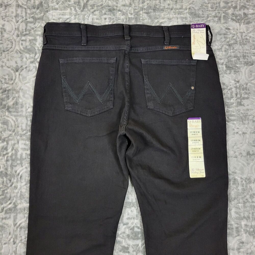 Wrangler Jeans Womens 17/18x34 Black Q Baby Stretch Bootcut Slimming Pockets New - Picture 6 of 16